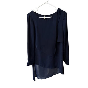 White House Black Market, Cascade Blouse, Women’s Size 0, Navy
